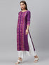 Women Purple & Pink Pure Cotton Screen Printed Straight Kurta